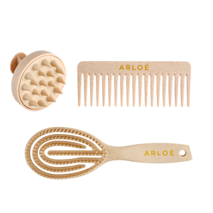 Three hair combs with ARLOE branding